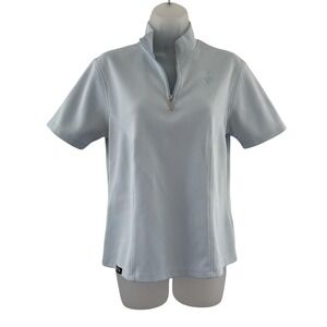 Arista Polo Shirt Womens Large Light Blue Performa 1/4 Zip Equestrian Riding Y2K